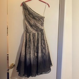 Tracy Reese One Shoulder Ombre Dress Snake Skin Dip Dye Python Size 2